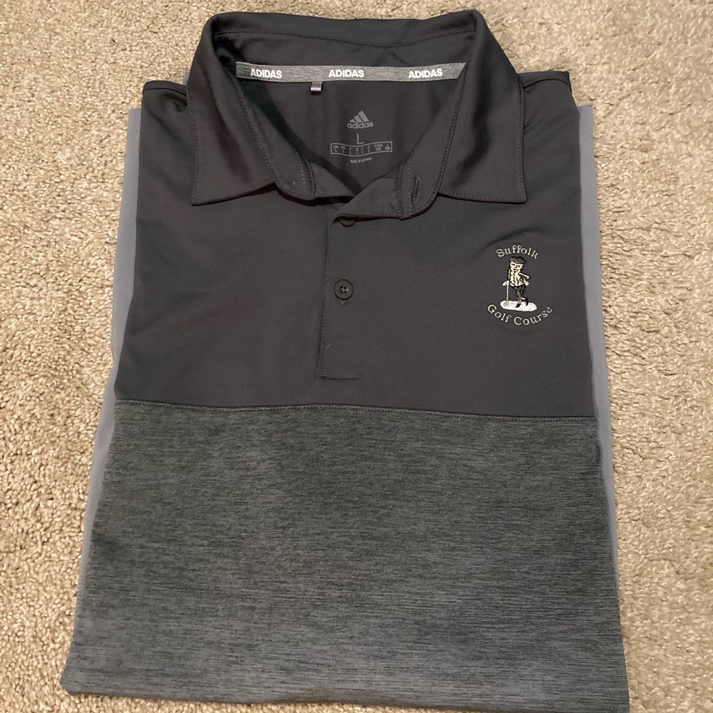 Adidas Men's Charcoal and Gray Polo Shirt